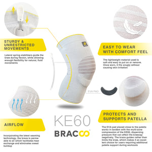 NEW ! ! (*patented)<br/>BRACOO KE60 Knee Airy Sleeve Breathable & Stabilizer w/ Ergo Cushion Pad