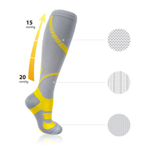 BRACOO LS72 Shielder Compression Socks Graduated Compression (Gray/Yellow)