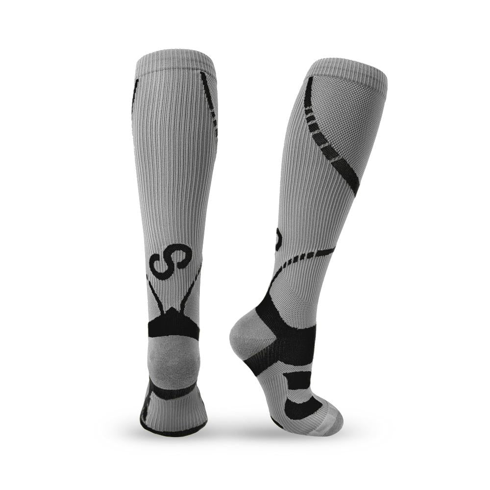 BRACOO LS72 Shielder Compression Socks Graduated Compression (Gray/ Black)